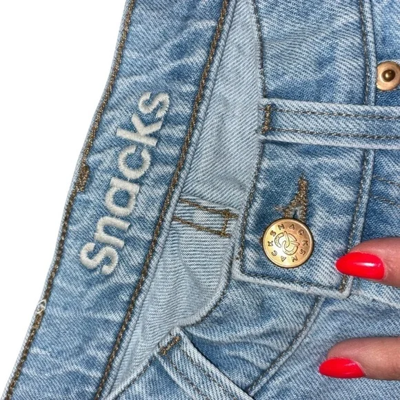 Snacks X Mother Just A Nibble Straight Leg Blue Jeans Womens 24  Western Preppy - Picture 10 of 16